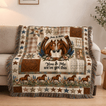Personalized You and Me We Got This Horse Tassel Soft Throw Blanket with Name Bedroom Housewarming Anniversary Gift for Couple Horse Owner