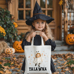 Personalized Trick or Treat Cartoon Character Pumpkin Spooky Ghost Large Capacity Canvas Bag with Name Halloween Party Gift for Kid
