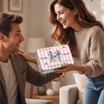 Personalized Robot Heart Pattern Striped Tin Storage Box with Name and Text Desk Decor Wedding Anniversary Parents' Birthday Gift for Couples Parents