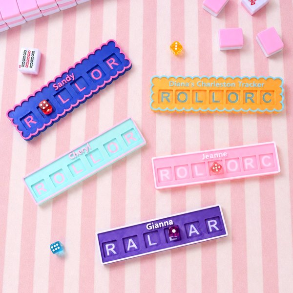 Personalised Multicolour Mahjong Charleston Tracker with Text and Dice Mahjongg Accessory Mahjong Game Night Birthday Gift for Mahjong Lover Player