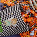 Personalized Halloween Theme Cartoon Character Large Plaid Basket with Name Trick or Treat Activity Halloween Gift for Kids