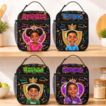 Personalized Word Cloud Comic Style Kid Photo Insulated Lunch Bag with Name Back to School Travel Birthday Gift for Kids