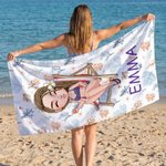 Personalized Cartoon Character Ocean Theme Super Absorbent Beach Towel with Name Beach Party Summer Holiday Birthday Gift for Men Women