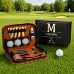 Personalized Golf Tool Leather Storage Pouch with Initial Name Year and 21 Pcs Golf Accessories Weekend Birthday Gift for Golf Lovers Golfers