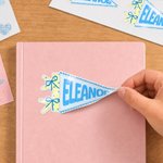 Personalized Retro Preppy Style Bow Pennant Name Stickers for Notebook Back to School Gift for Kids Students