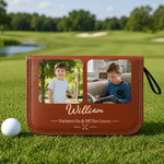 Personalised Family Photo PU Leather Golf Tool Storage Pouch with Name and 21 Pcs Accessories Golf Weekend Birthday Gift for Golf Lover Golfer