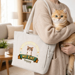 Personalised Life Is Better with Cat Dog Large Capacity Corduroy Tote Bag with Name Daily Use Travel Birthday Gift for Pet Owner Lover