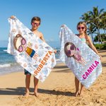 Personalized Cartoon Character Ocean Theme Super Absorbent Beach Towel with Name Beach Party Summer Holiday Birthday Gift for Men Women