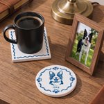 Personalized Glaze Effect Pet Photo Design Square Round Ceramic Coaster with Name Home Decor Birthday Gift for Pet Owner