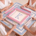 Personalised Watercolour Hydrangea Monogram Non-Slip Mahjong Mat with Initial and Storage Bag Mahjong Club Night Gift for Mahjong Player Enthusiast