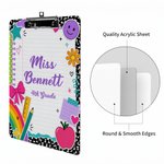 Individuell gestaltetes Clipboard im Preppy-Stil mit Doodle-Motiven und flachem Clip – für den täglichen Gebrauch, als Geschenk zum Lehrertag oder zum Schulanfang für Lehrer