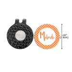 Personalised Checkered Golf Ball Marker Magnetic Hat Clip with Name Golf Club Game Day Birthday Gift for Golf Lover