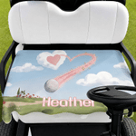 Personalised Golf Ball Heart Rose Golf Cart Seat Cover with Name Valentine's Day Birthday Gift for Golf Lovers Couple