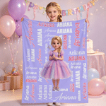 Personalized Q-Version Cartoon Photo Multicolor Soft Throw Blanket with Name Home Decor Baby Shower Birthday Gift for New Parents Kids