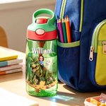 Henkilökohtainen fantasia-yksisarvinen-dinosaurus-sarjakuvahahmo -vesipullo (16 oz), nimellä varustettu – koulunaloitukseen tai syntymäpäivälahjaksi lapsille