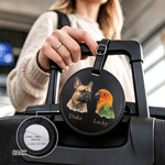 Personalized Hand-Painted Pet Portrait PU Leather Bag Tag with Name and Photo Travel Accessory Birthday Gift for Pet Lovers