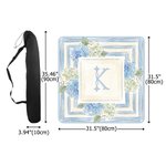 Personalised Watercolour Hydrangea Monogram Non-Slip Mahjong Mat with Initial and Storage Bag Mahjong Club Night Gift for Mahjong Player Enthusiast