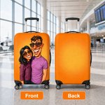Personalized Exaggerated Comic Photo Luggage Cover Fits 18-32 Inches Suitcase Daily Use Travel Accessories Birthday Gift for Travel Lovers Couples
