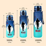 Personalised Baseball Player Silhouette Gradient Frosted Water Bottle with Name and Flip Top Lid Daily Training Game Day Gift for Baseball Player