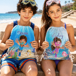 Personalised 3D-Style Design Photo Drawstring Bag with Name Beach Party Summer Holiday Birthday Gift for Boy Girl Diving Lover