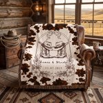 Custom Cowboy Tassel Throw Blanket with Names | Birthday Anniversary Wedding Gift for Newlyweds
