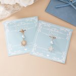 Personalised Bling Rhinestone Something Blue Pearl Bridal Bouquet Charm with Name and Card Anniversary Bridal Shower Wedding Gift for Bride