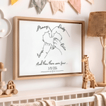 Personalized 3-6 Hand Patterns Line Drawing Modern Canvas Prints with Name Text and Date Ship from USA Nursery Gift for New Parents Newborns Family