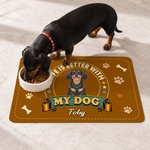 Personalised Cartoon Pet Photo Dog Cat PU Leather Food Mat with Name Daily Use Birthday Gift for Pet Lovers Owners Friends