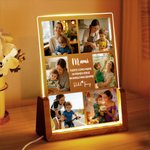Luz nocturna acrílica LED personalizada con 6 fotos y nombre con base de madera regalo de cumpleaños y aniversario para familia amigos y pareja