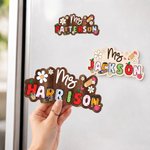 Personalized Cute Flower Pencil Teacher Elements Whiteboard Magnet with Title and Surname Interactive Teaching Tool Back to School Gift for Teachers