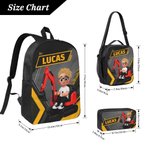 Personalized Cute Cartoon Character Excavator Backpack Lunch Bag Pencil Case Set with Name Back to School Birthday Gift for Kids