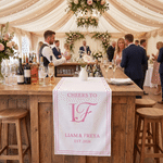 Personalized Elegant Cheers to Wedding Table Runner with Name and Initial Wedding Party Anniversary Bridal Party Gift for Newlyweds