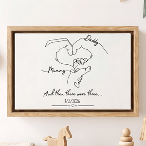 Personalized 3-6 Hand Patterns Line Drawing Modern Canvas Prints with Name Text and Date Ship from USA Nursery Gift for New Parents Newborns Family