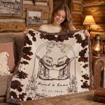 Custom Cowboy Tassel Throw Blanket with Names | Birthday Anniversary Wedding Gift for Newlyweds