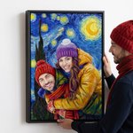 Personalisierte Van Gogh Kunst Stil Foto schwimmenden Rahmen Leinwand Drucke Wohnzimmer Home Decor Geburtstag Geschenk für Familie Freunde