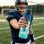 Personalised Rugby Player Silhouette Name Gradient Sports Water Bottle with Flip Lid Training Birthday Gift for Teen Rugby Lover Young Athlete