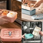 Personalised Birth Flower Family Character Food Grade Microwavable Lunch Box with Name and Cutlery Back to School Daily Use Gift for Boys Girls Family