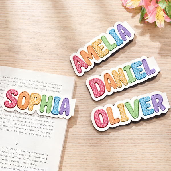 Personalized Oil Painting Effect Name Design Magnetic Bookmark Clip Birthday Back to School Gift for Book Lovers Readers