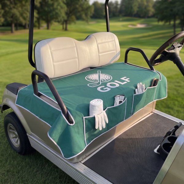 Personalised Durable Name or Logo Golf Cart Seat Cover with Pockets Golf Course Accessory Birthday Gift for Golf Lovers Players