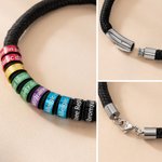 Personalized Medical Emergency Alert ID Bracelet with Engraved Text & 1-10 Rings Emergency Survival Gift for Men Women
