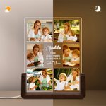 Luz nocturna acrílica LED personalizada con 6 fotos y nombre con base de madera regalo de cumpleaños y aniversario para familia amigos y pareja