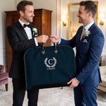 Personalised Durable Embroidered Name or Monogram Suit Bag with Leather Handle Travel Essentials Birthday Wedding Gift for Men Groomsmen