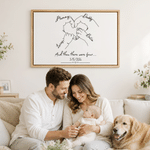 Personalized 3-6 Hand Patterns Line Drawing Modern Canvas Prints with Name Text and Date Ship from USA Nursery Gift for New Parents Newborns Family