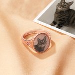 Anillo de plata 925 personalizado con foto oculta activada por calor con piedras de nacimiento y texto regalo de cumpleaños y aniversario para mujer