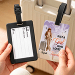 Personalized Cartoon Style Photo Just A Girl Who Loves Traveling Luggage Tag with Name Travel Accessory Vacation Birthday Gift for Travel Lovers