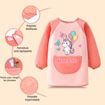 Tablier à manches longues personnalisé avec nom et motif - Cadeau d'anniversaire pour enfant