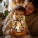 Luz nocturna acrílica LED personalizada con 6 fotos y nombre con base de madera regalo de cumpleaños y aniversario para familia amigos y pareja