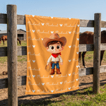 Personalized 3D-Style Design Cartoon Cowboy Cowgirl Character Soft Throw Blanket with Name Home Decor Birthday Gift for Kids