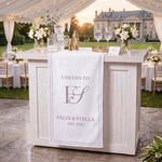 Personalized Elegant Cheers to Wedding Table Runner with Name and Initial Wedding Party Anniversary Bridal Party Gift for Newlyweds