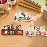 Personalized Cute Flower Pencil Teacher Elements Whiteboard Magnet with Title and Surname Interactive Teaching Tool Back to School Gift for Teachers